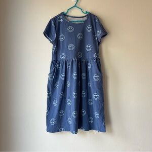🌼 5/$25 Wonder Nation Girls Blue Smiley Face Dress Size L 10-12 Short Sleeve